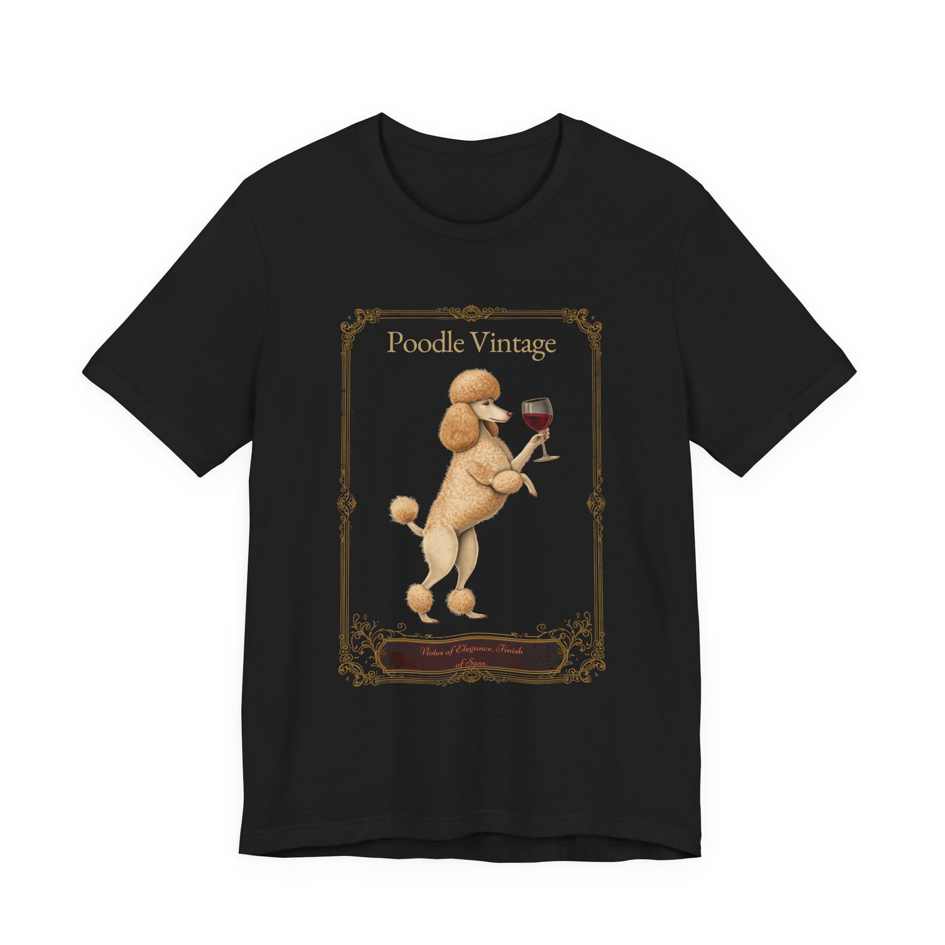 Poodle Breed Sommelier t-shirt back view in dark grey heather