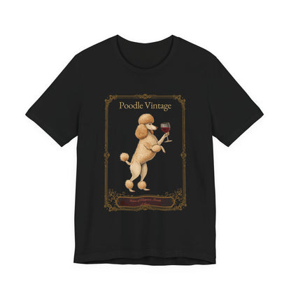 Poodle Breed Sommelier t-shirt back view in dark grey heather