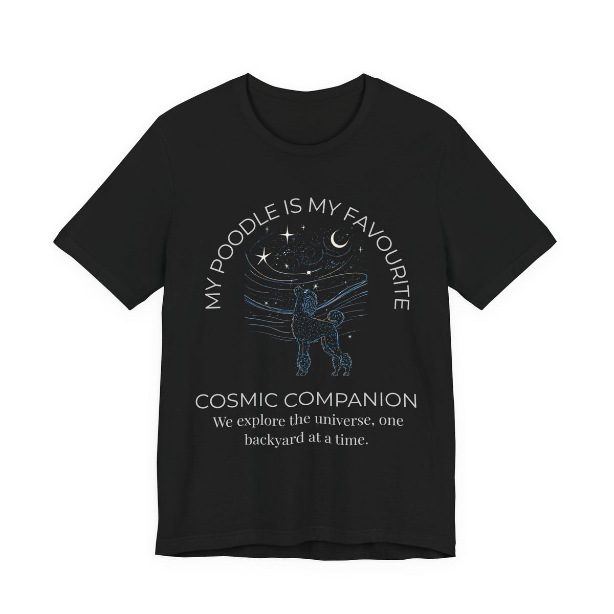 Poodle Cosmic Companion T-Shirt navy colourway