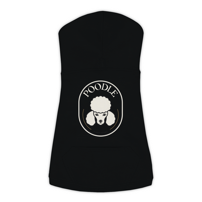 Poodle dog hoodie in Black — Finest Breed gold crest emblem print on cosy fleece pullover