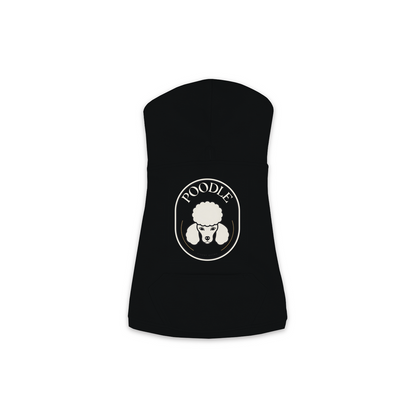 Poodle dog hoodie in Black — Finest Breed gold crest emblem print on cosy fleece pullover