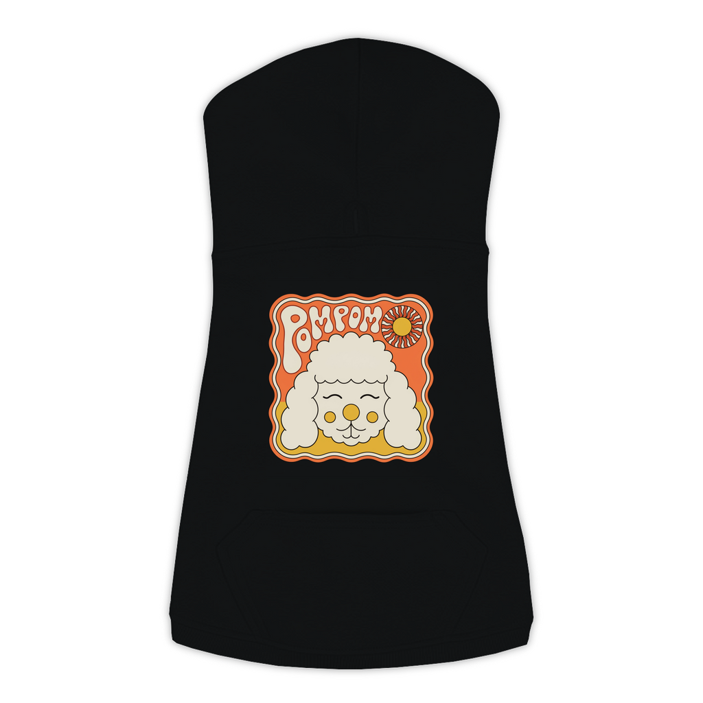 Poodle Hoodie — Groovy Retro design, Large, Black