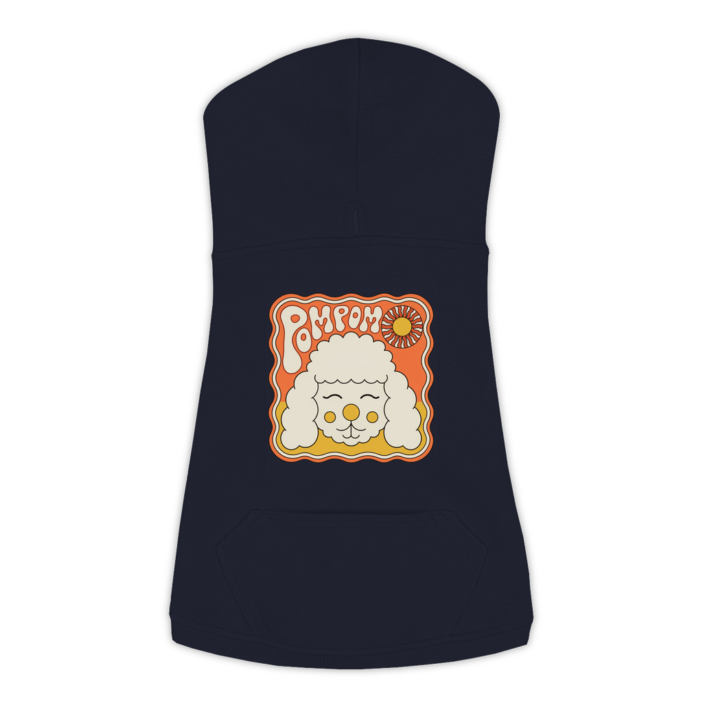 Poodle Hoodie — Groovy Retro design, Large, Navy