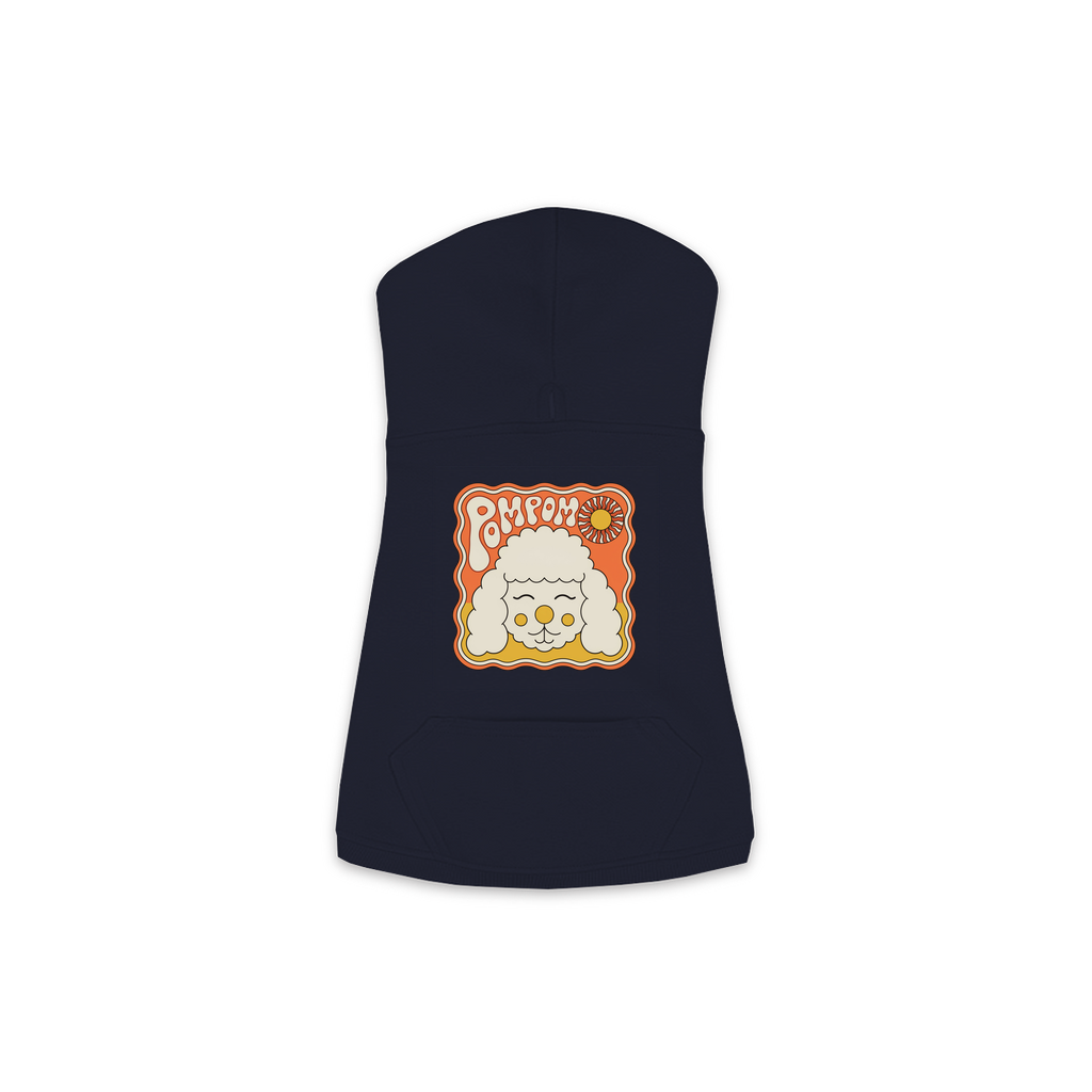 Poodle Hoodie — Groovy Retro design, Small, Navy