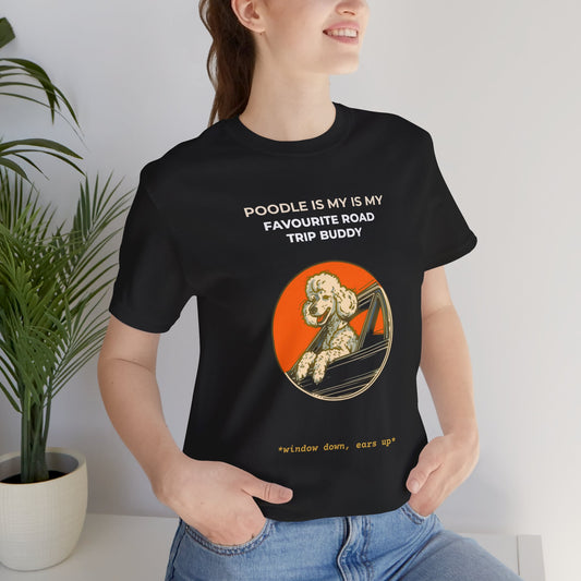 Poodle Road Trip Buddy t-shirt — funny Poodle travel tee on Bella+Canvas 3001, view 1