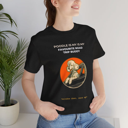 Poodle Road Trip Buddy t-shirt — funny Poodle travel tee on Bella+Canvas 3001, view 2