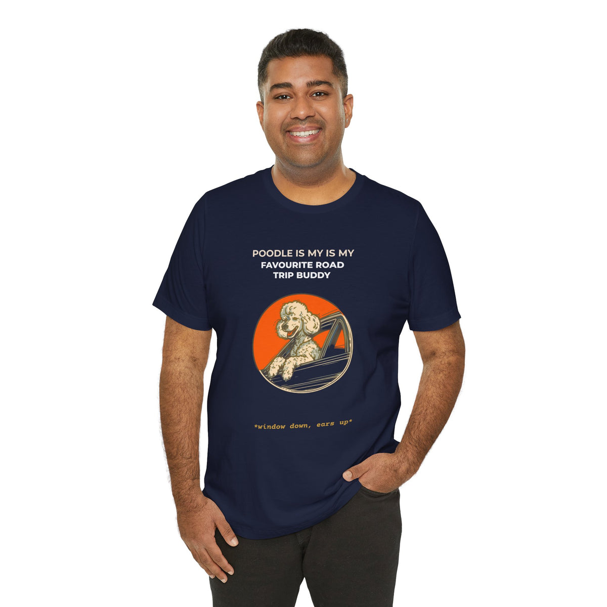 Poodle Road Trip Buddy t-shirt — funny Poodle travel tee on Bella+Canvas 3001, view 23