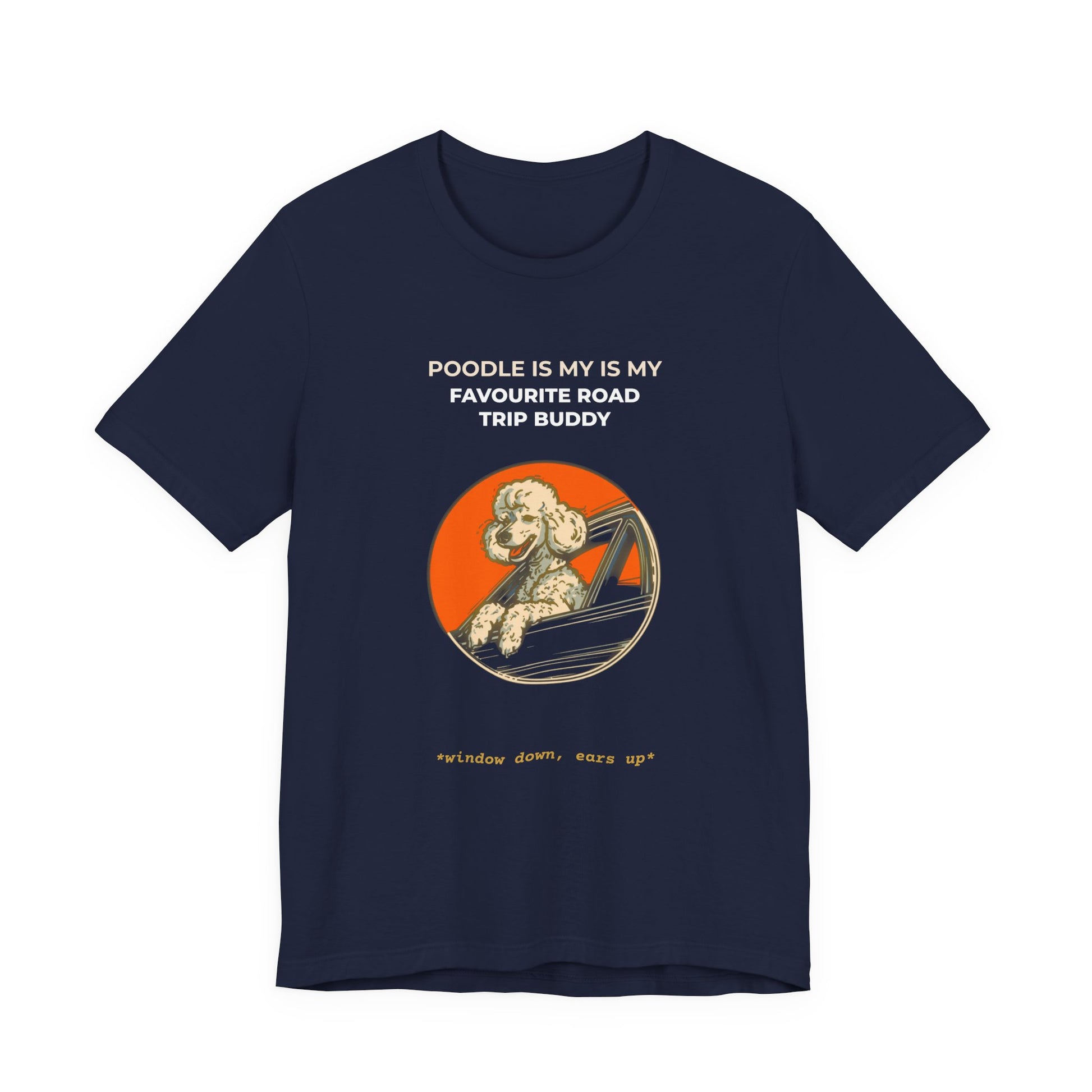 Poodle Road Trip Buddy t-shirt — funny Poodle travel tee on Bella+Canvas 3001, view 24