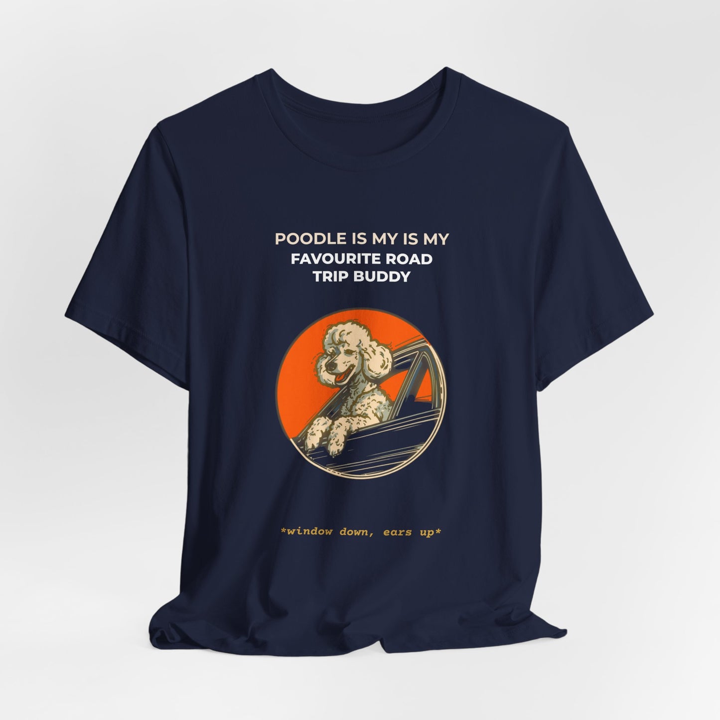 Poodle Road Trip Buddy t-shirt — funny Poodle travel tee on Bella+Canvas 3001, view 27