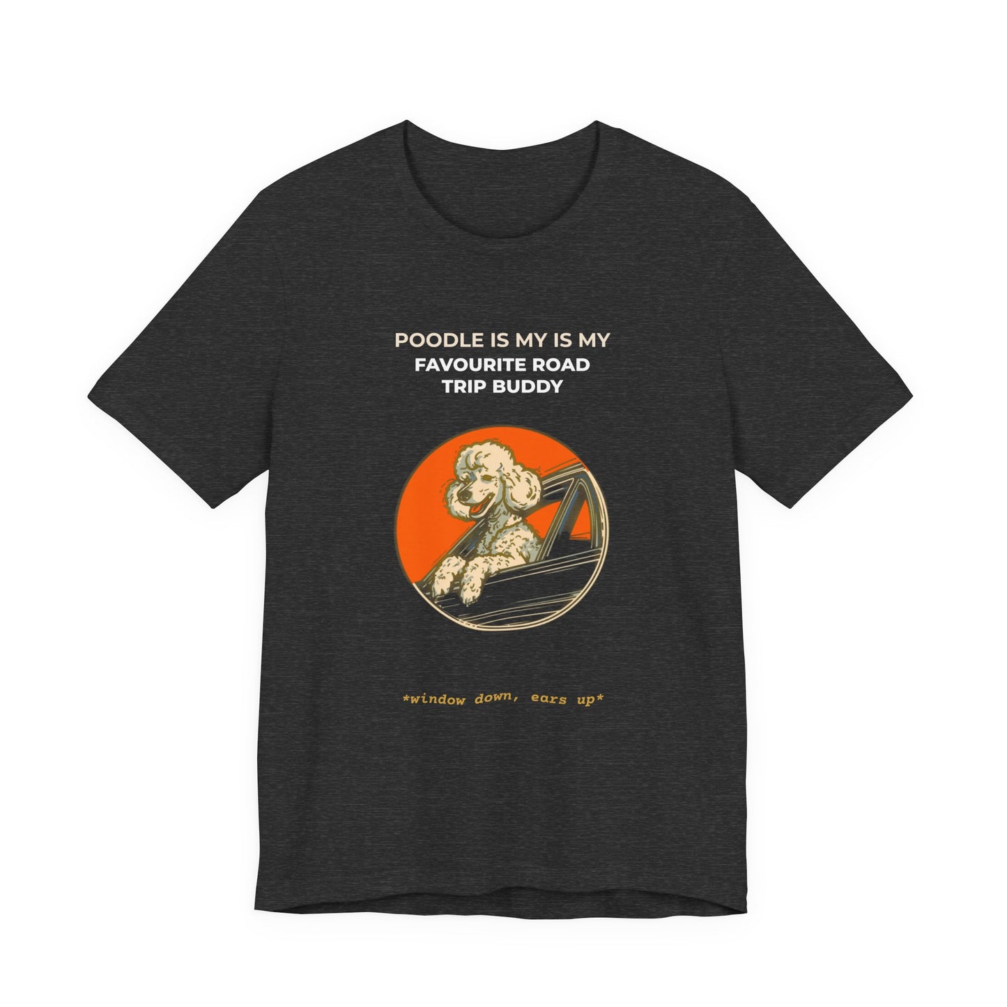 Poodle Road Trip Buddy t-shirt — funny Poodle travel tee on Bella+Canvas 3001, view 3