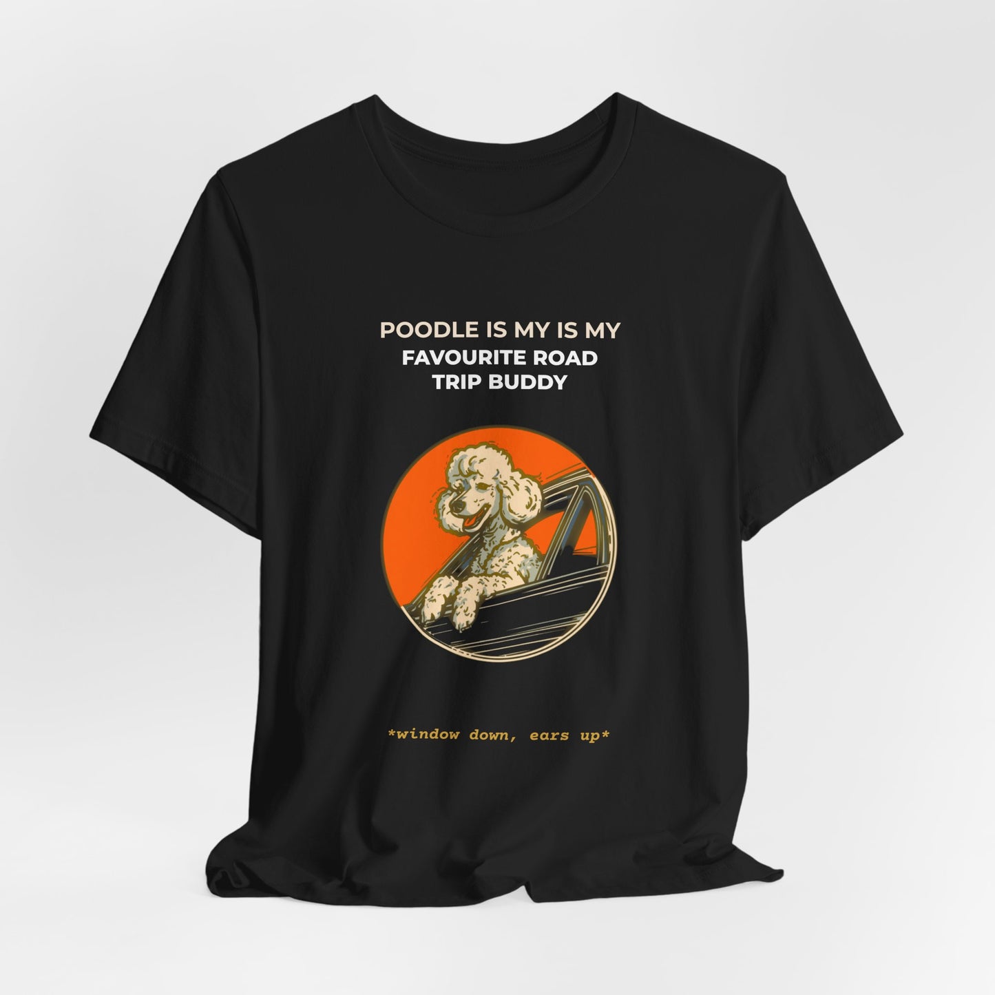 Poodle Road Trip Buddy t-shirt — funny Poodle travel tee on Bella+Canvas 3001, view 9