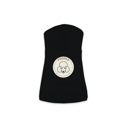 Poodle dog hoodie in Black — vintage roundel badge print on cosy fleece pullover