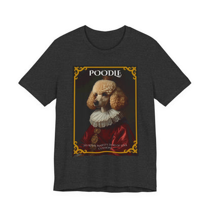 Dark Grey Heather colourway of the Poodle Royal Portrait t-shirt