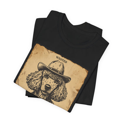 Poodle Wanted Outlaw t-shirt close-up dark grey heather