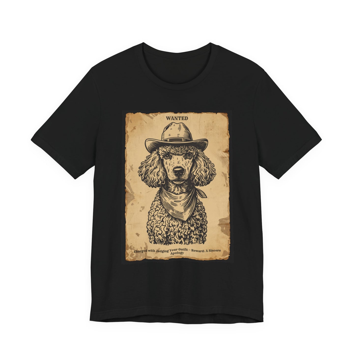 Poodle Wanted Outlaw t-shirt flat lay black