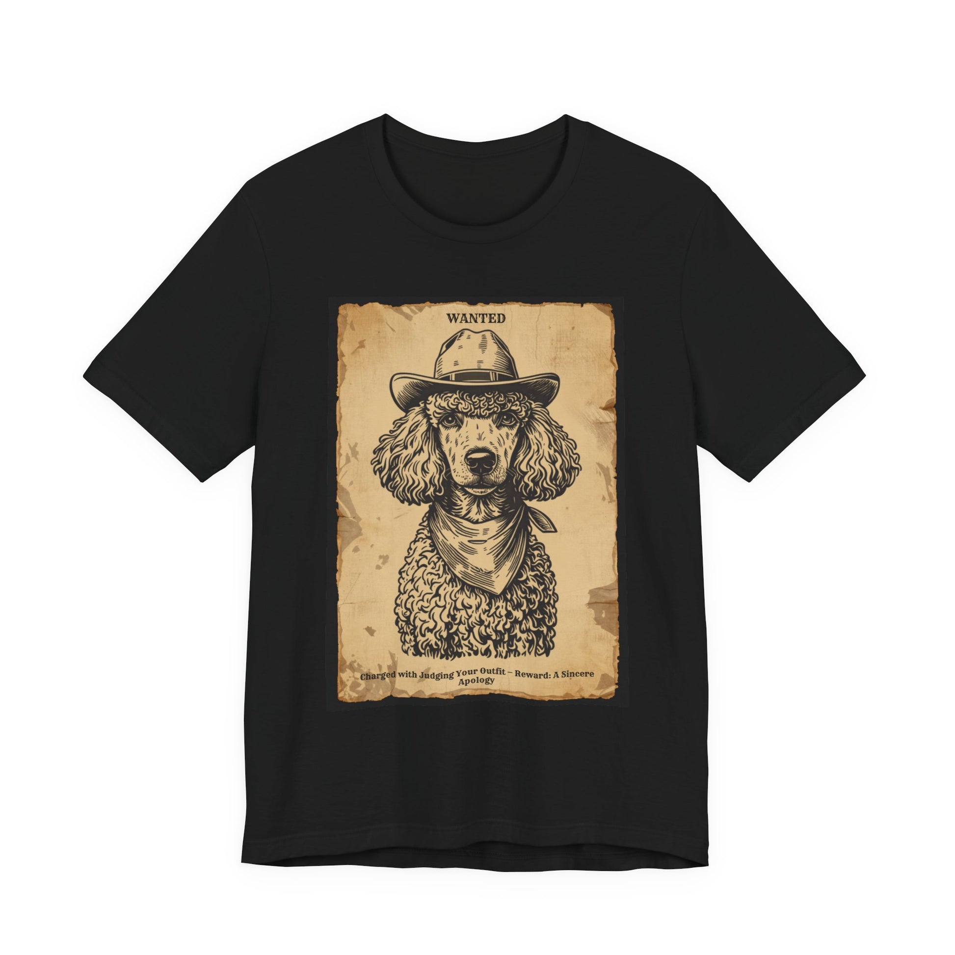 Poodle Wanted Outlaw t-shirt flat lay black