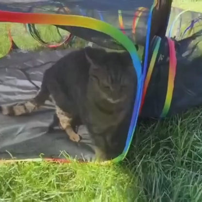 Portable Cat Tent + Tunnel Enclosure — Breathable Mesh, 15+ sq ft Play Area