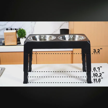 ErgoFeast™ Adjustable Elevated Dog Feeding Station – Double Stainless Bowls