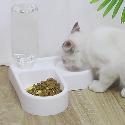 corner cat bowl with auto water feeder