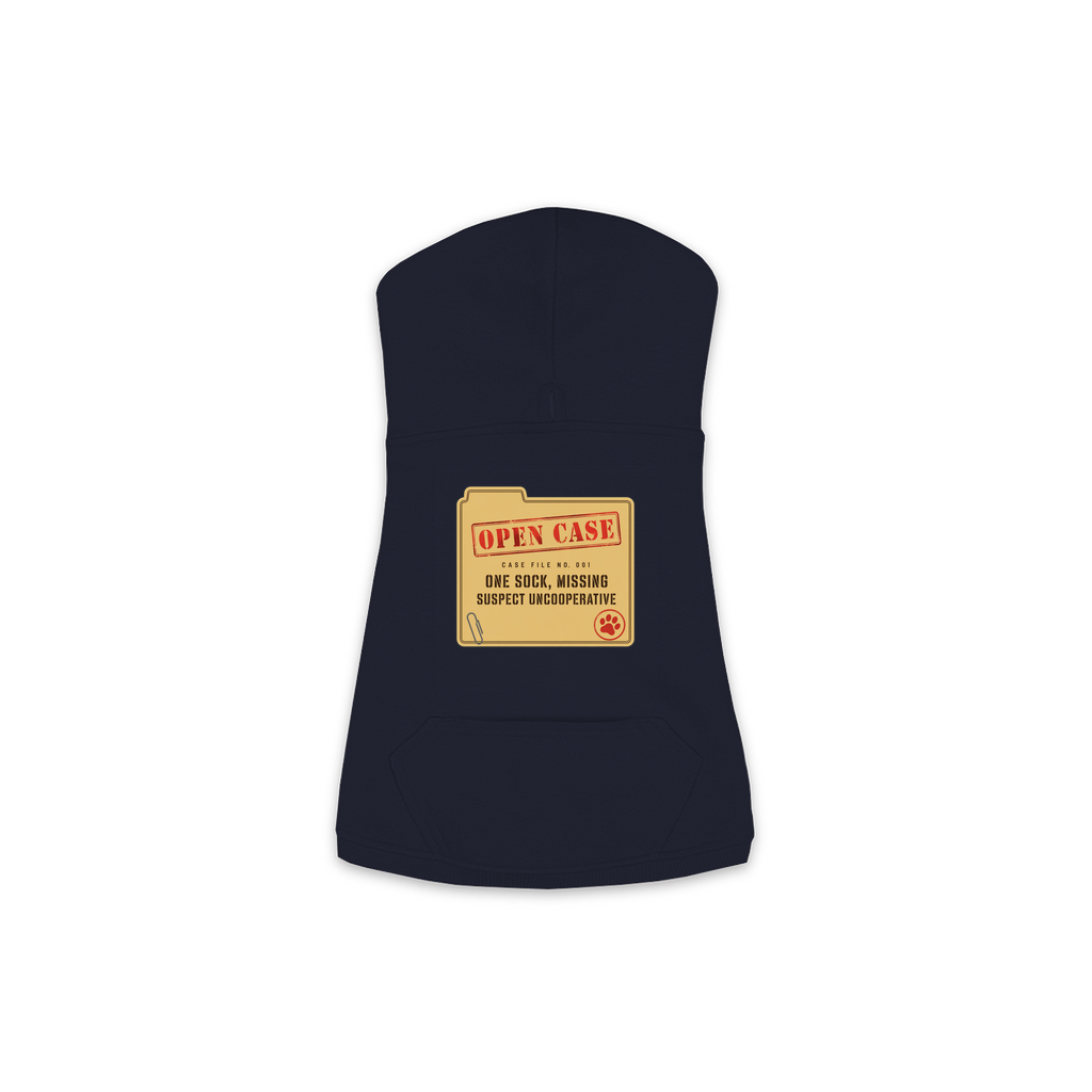 Prime Suspect dog hoodie in navy, sizes XS to M