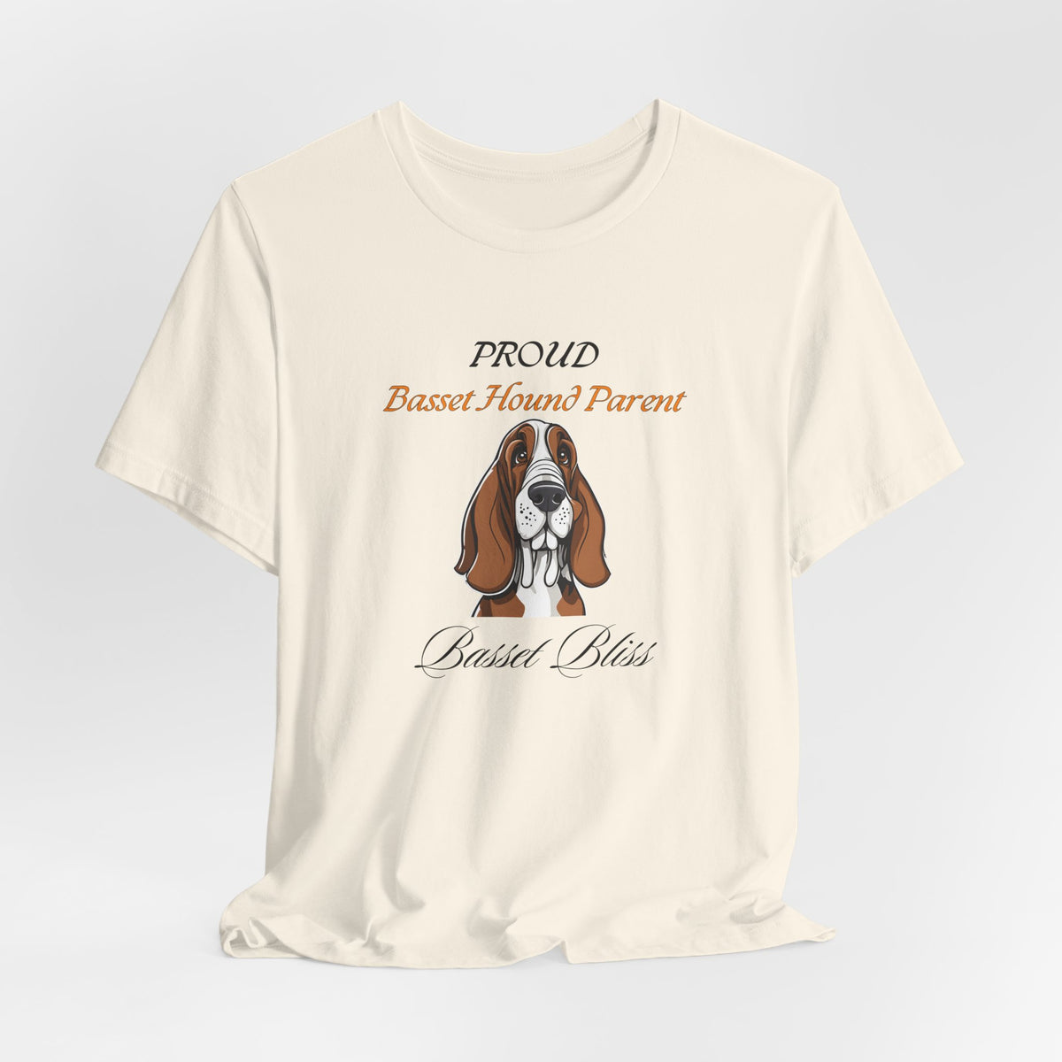 Proud Basset Hound Parent t-shirt folded, showing fabric texture