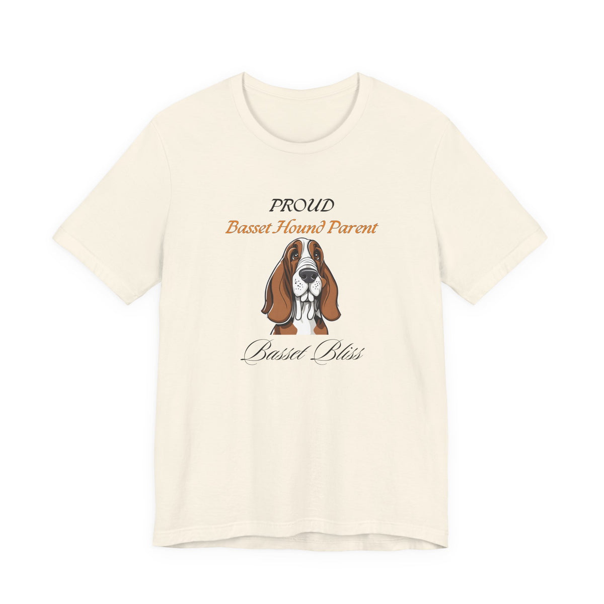 Proud Basset Hound Parent t-shirt sleeve and neckline detail