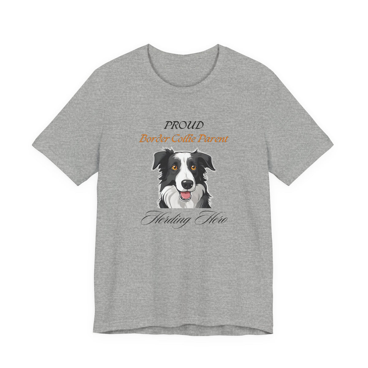 Proud Border Collie Parent t-shirt in Athletic Heather, front view