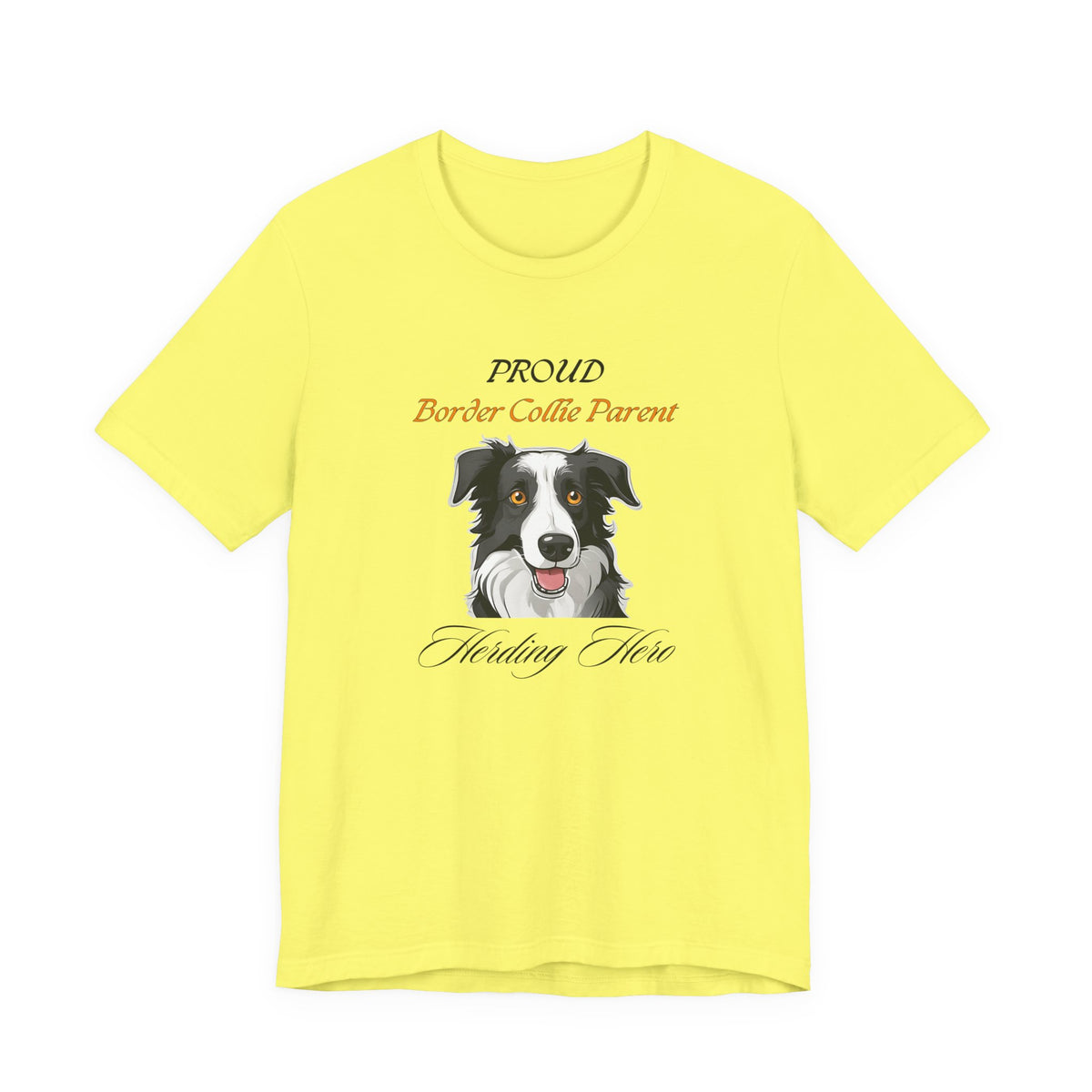 Proud Border Collie Parent t-shirt in Natural, front view