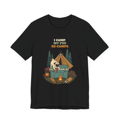 Pug camping t-shirt Black colourway