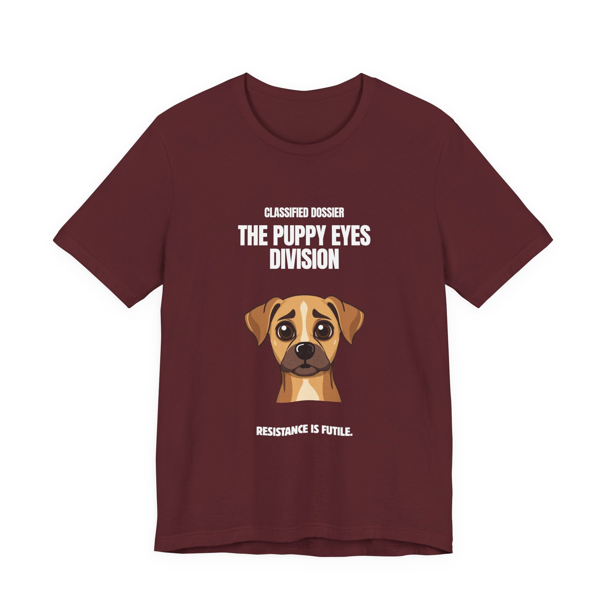 Puppy Eyes Division dog tee worn with jeans