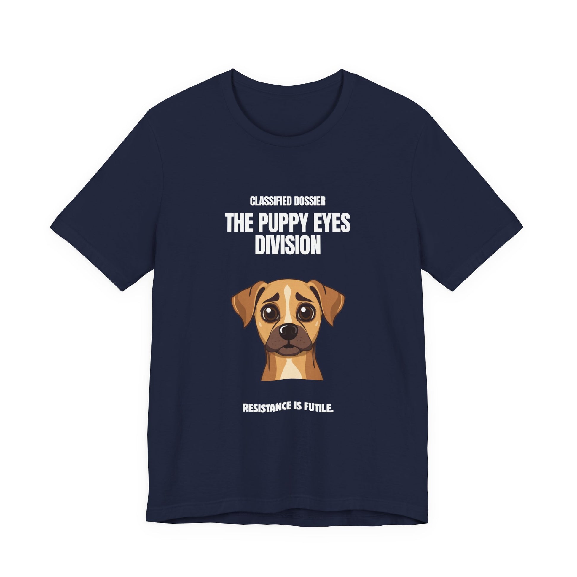 Puppy Eyes Division dog tee female model front view