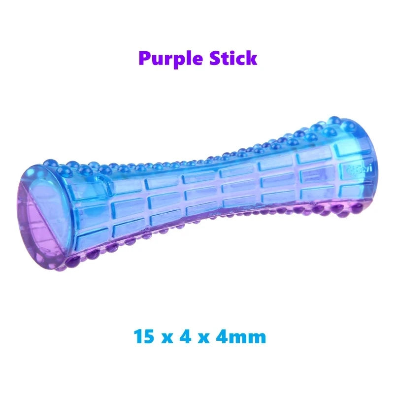 Purple GiGwi chew stick dog toy — 15 x 4 x 4cm, TPR, bite-resistant — SniffWaggleNWalk