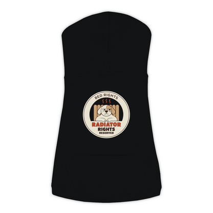 Radiator Rights Reserved funny dog hoodie in black, sizes L to 3XL