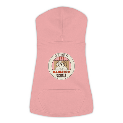 Radiator Rights Reserved funny dog hoodie in mauvelous pink, sizes L to 3XL