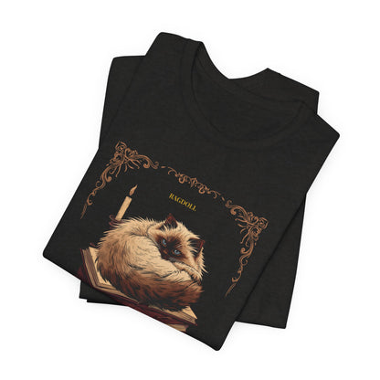 Ragdoll cat dark academia tee size chart