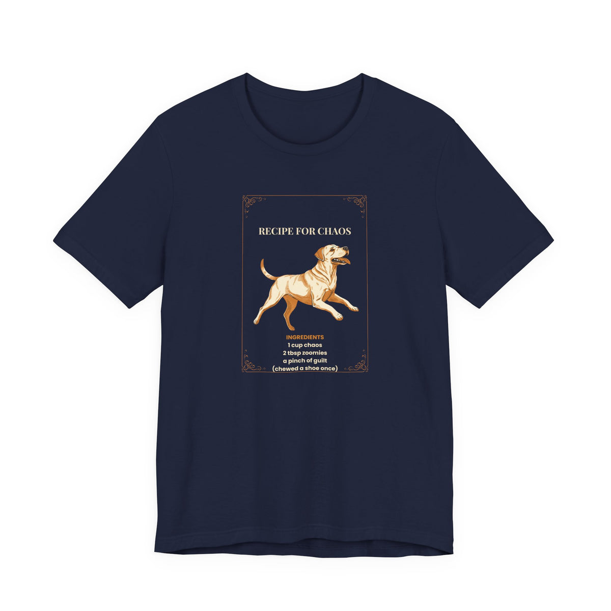 Recipe For Chaos Labrador T-Shirt - close-up print detail