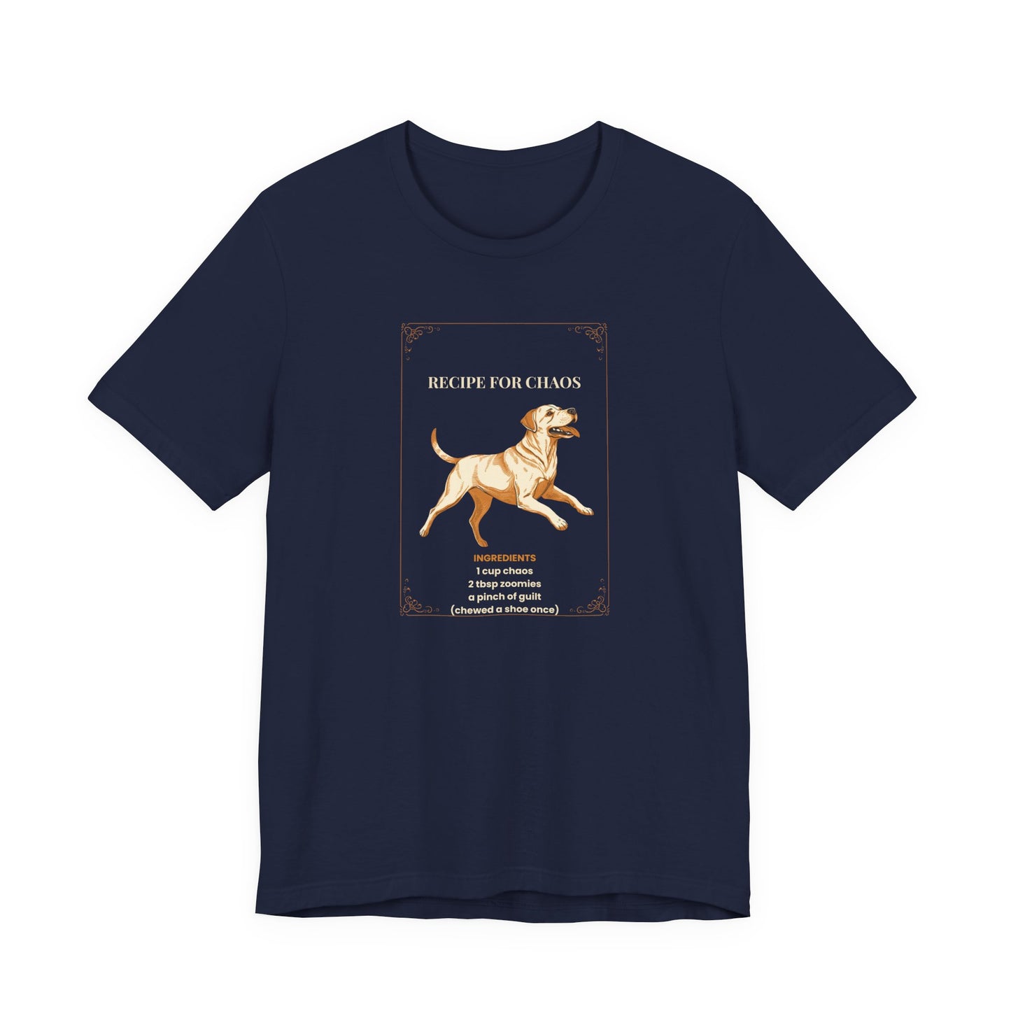 Recipe For Chaos Labrador T-Shirt - close-up print detail