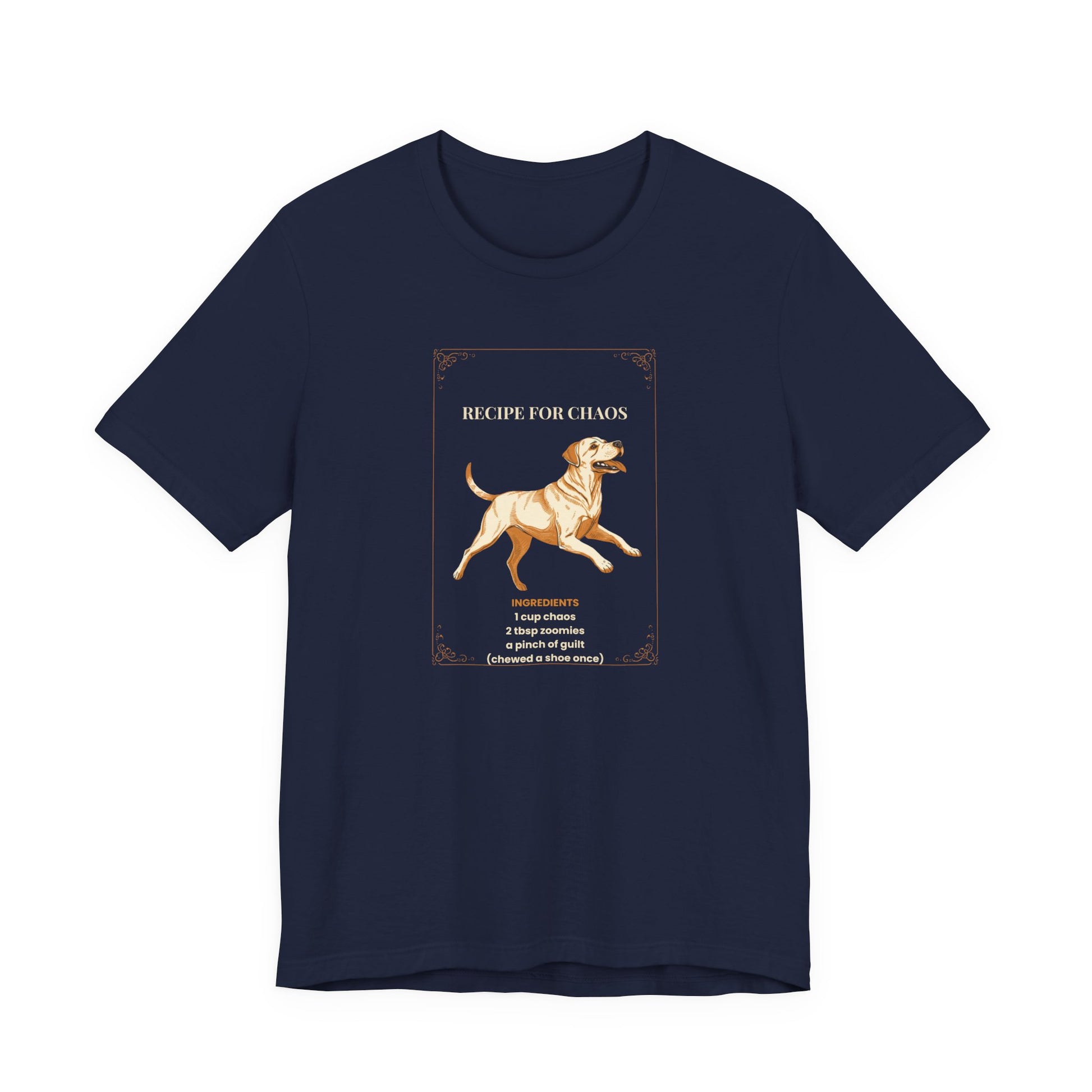 Recipe For Chaos Labrador T-Shirt - close-up print detail