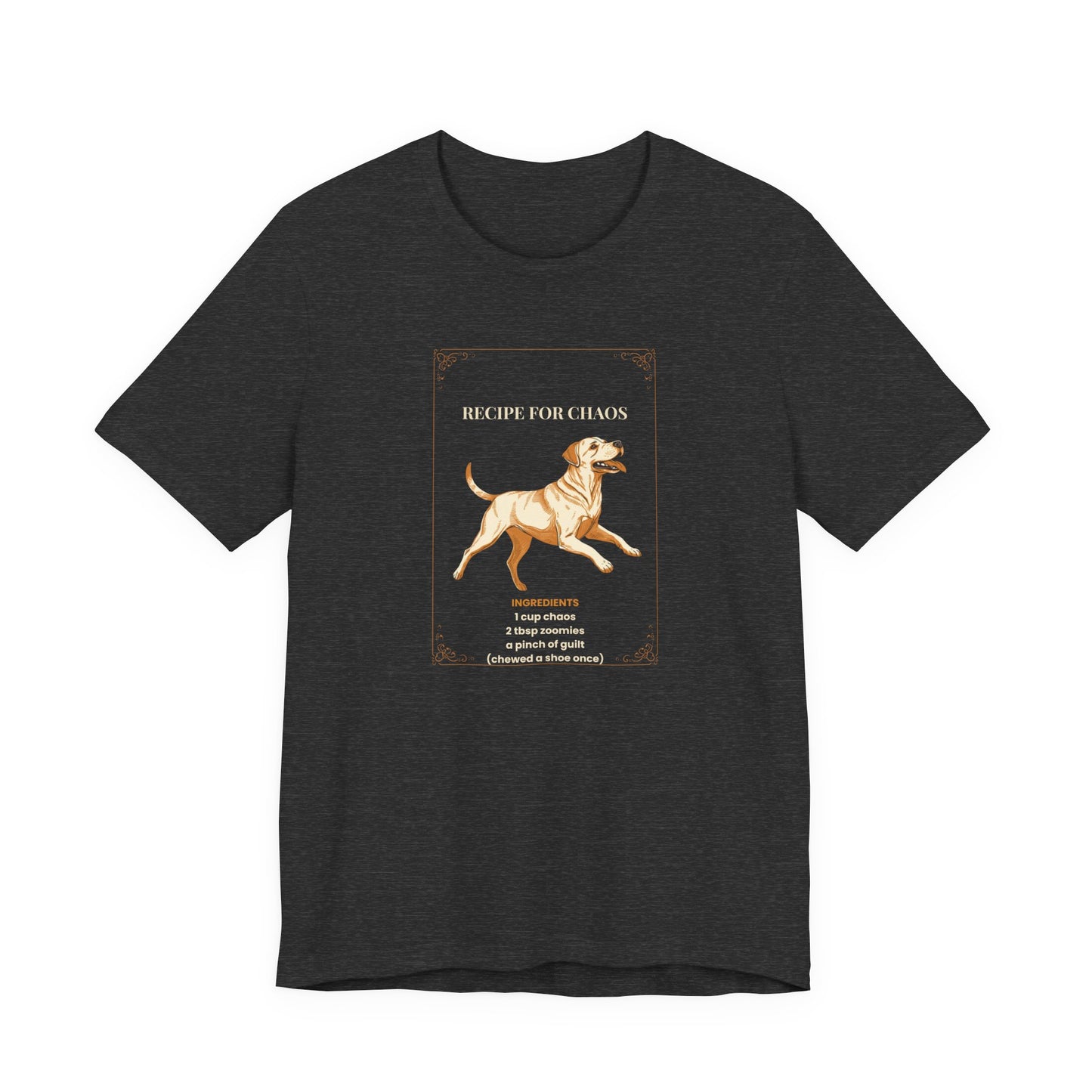 Recipe For Chaos Labrador T-Shirt - flat lay