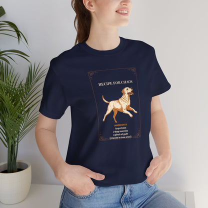 Recipe For Chaos Labrador T-Shirt - flat lay