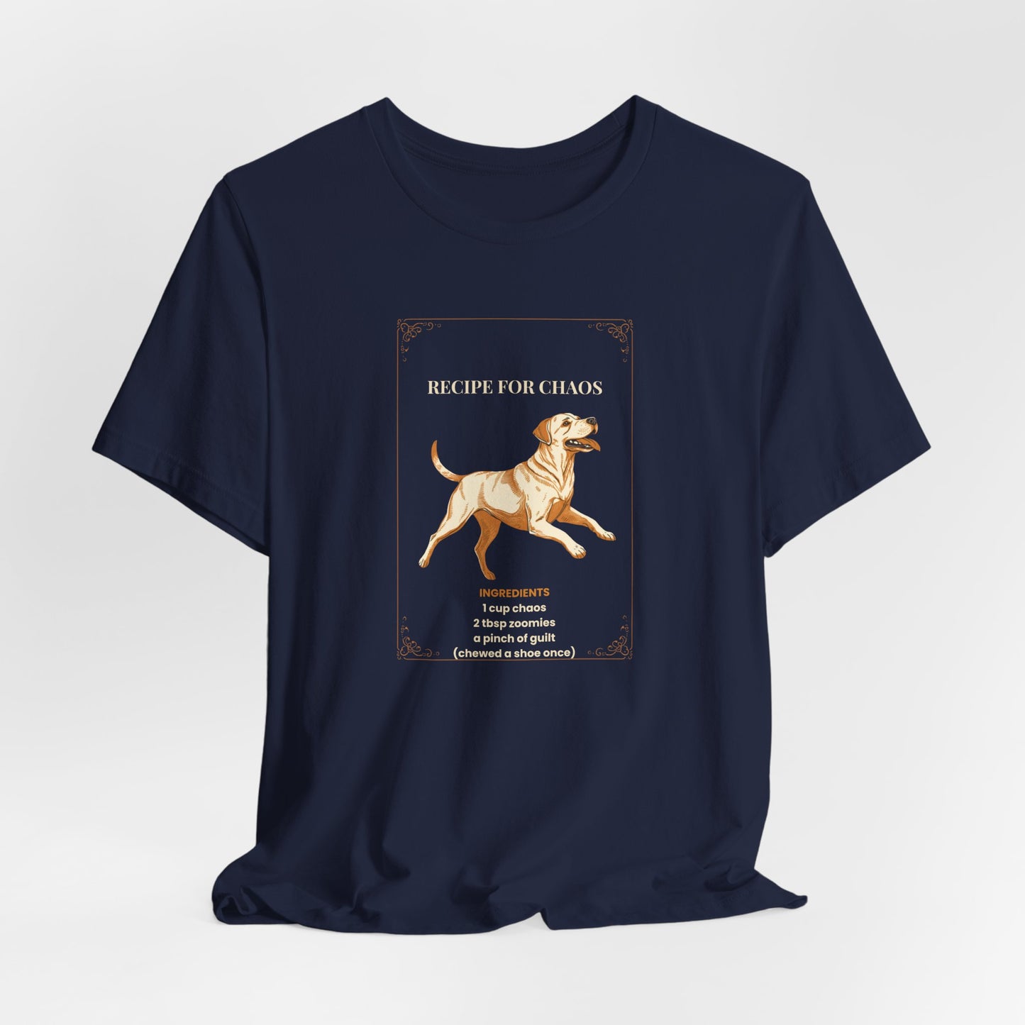 Recipe For Chaos Labrador T-Shirt - worn back view
