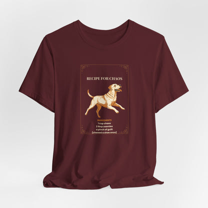 Recipe For Chaos Labrador T-Shirt - worn front view