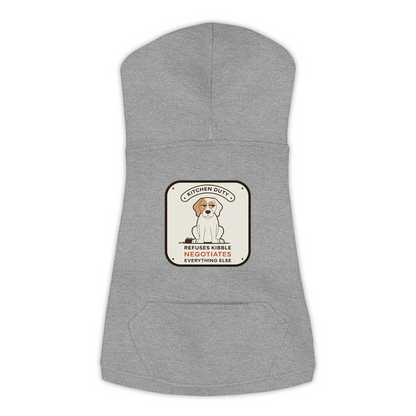 Refuses Kibble Dog Hoodie in Granite Heather Grey, sizes L-3XL