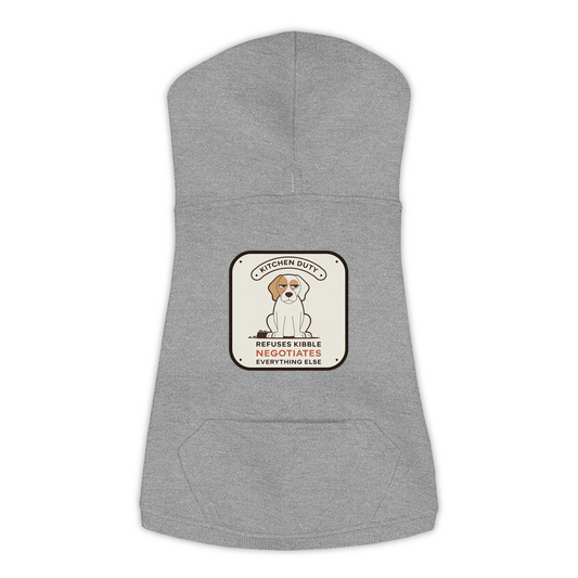 Refuses Kibble Dog Hoodie in Granite Heather Grey, sizes L-3XL