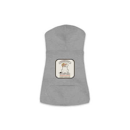 Refuses Kibble Dog Hoodie in Granite Heather Grey, sizes XS-M