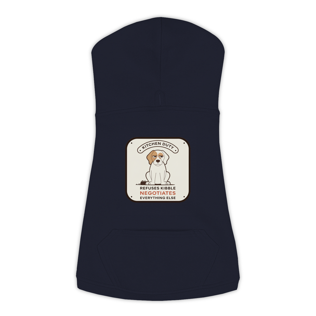 Refuses Kibble Dog Hoodie in Navy, sizes L-3XL
