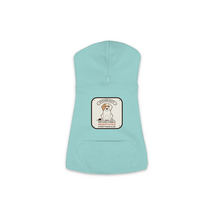Refuses Kibble Dog Hoodie in Saltwater Blue, sizes XS-M