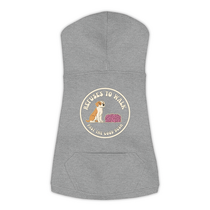 Refuses To Walk Past The Good Bush dog hoodie in Granite Heather - back print, sizes L to 3XL