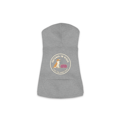 Refuses To Walk Past The Good Bush dog hoodie in Granite Heather - back print, sizes XS to M