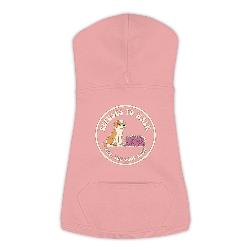 Refuses To Walk Past The Good Bush dog hoodie in Mauvelous - back print, sizes L to 3XL